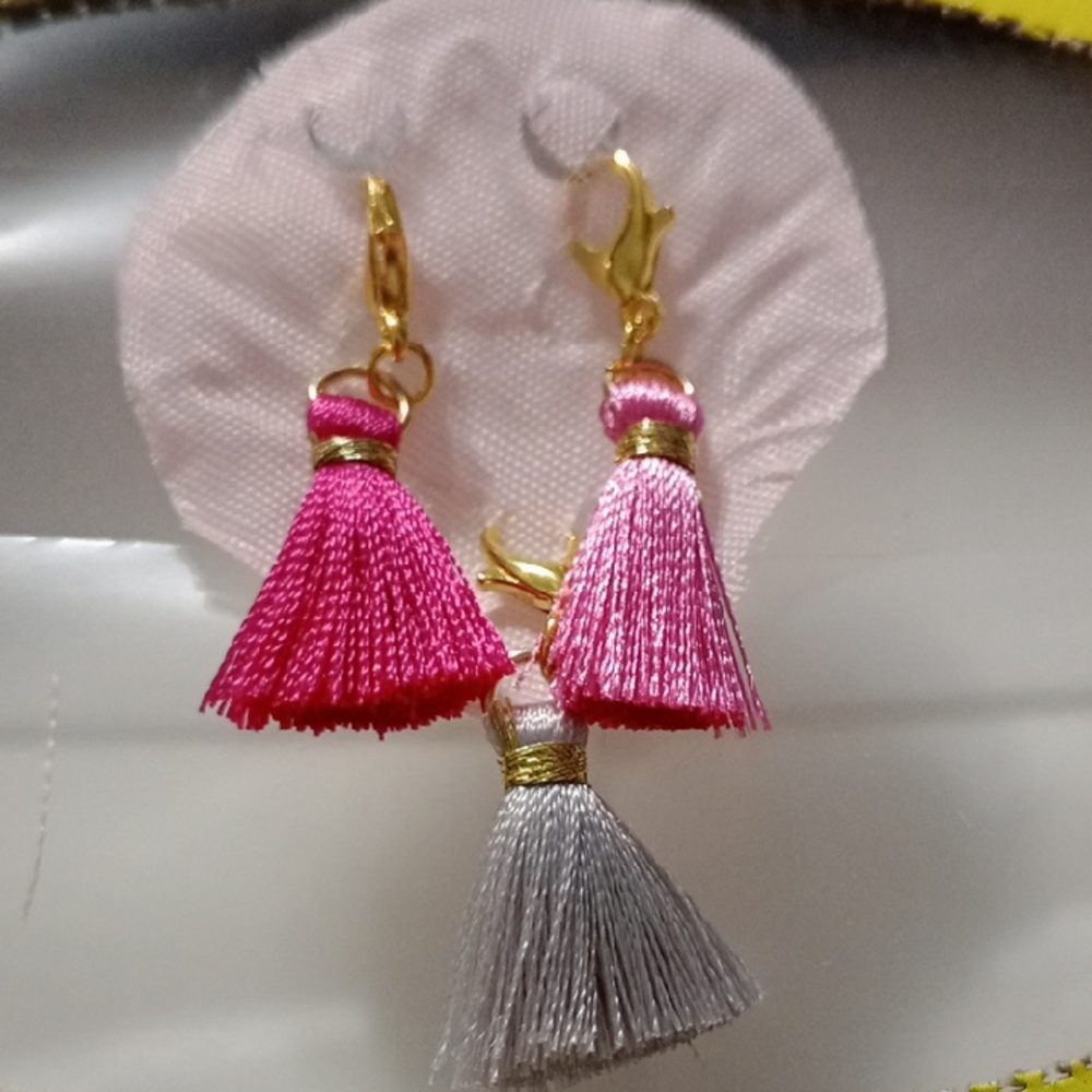 Chic Pink and Gray Tassel Pendant ✨